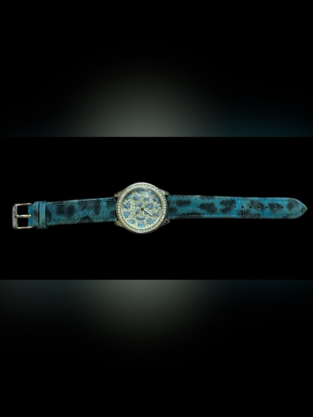 Crystal Accent Blue Leopard Print Strap Women's Watch - Picture 2 of 4